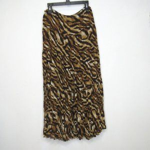 Sunny Leigh Women's Frills & Ruffles Casual Crinkle Animal Print Skirt Size M